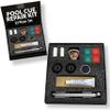 Freetime Fun Pool Cue Tips Replacement Kit, Includes Pool Stick Tips, Aluminum Pool Cue Clamps, Cue Tips Shaper, Rubber Cue Bumpers, Ferrules, Chalk, and Cement- 32 Piece view 1