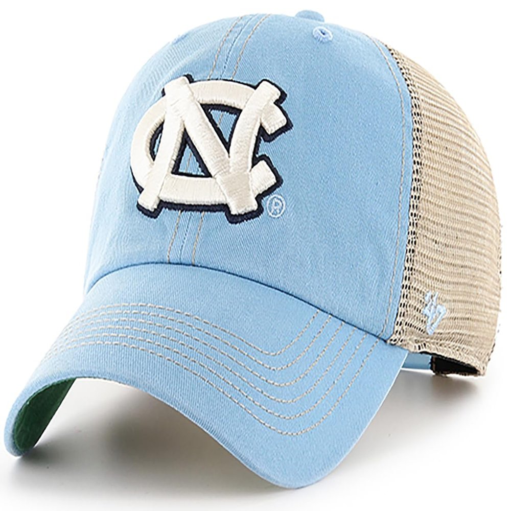 47 NCAA Trawler Primary Logo Team Color Mesh Trucker Clean Up Adjustable Hat, Adult One Size Fits All - North Carolina Tar Heels Blue