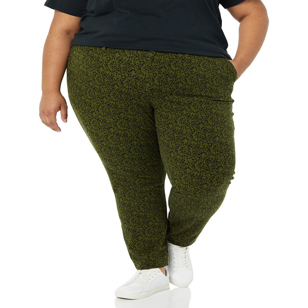 Amazon Essentials Women's Bi-Stretch Skinny Ankle Pant (Available in Plus Size), Olive Animal Print, 22