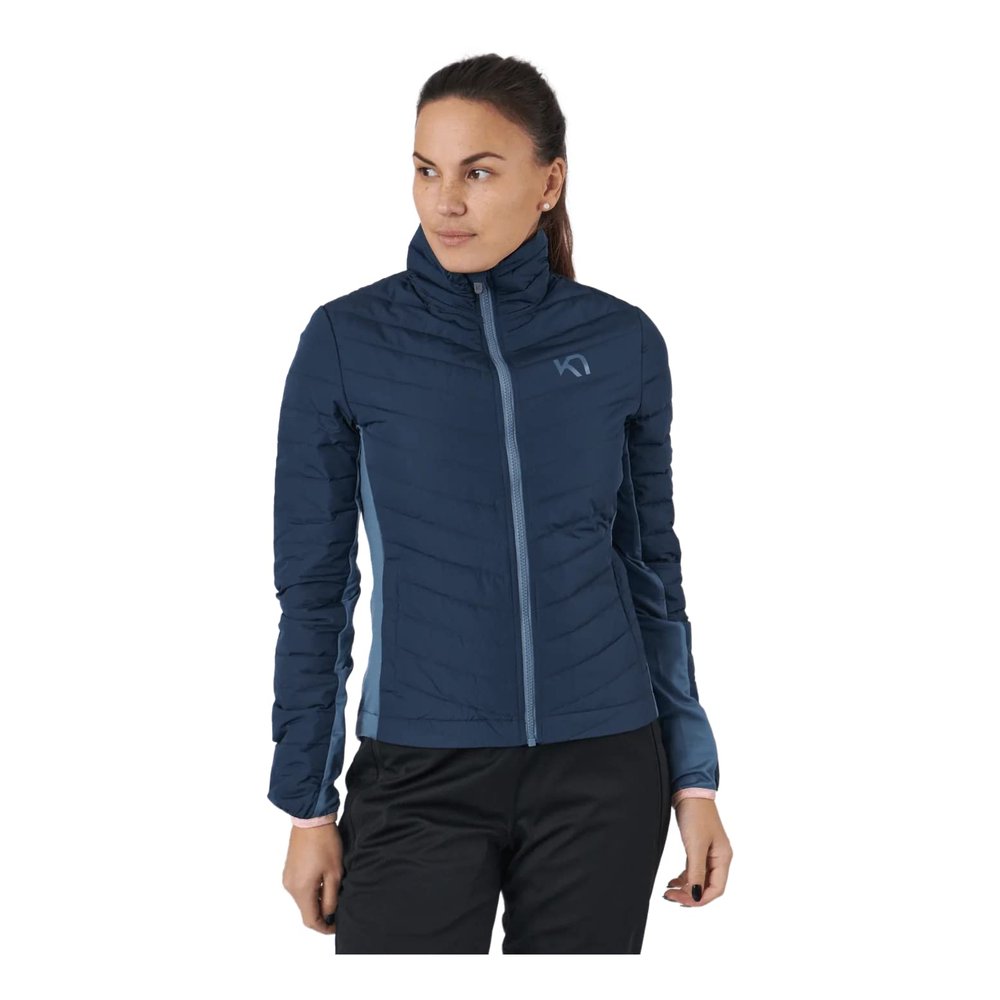 Kari Traa Eva Women's Down Jacket, Lightweight Jacket Women, Water-Resistant Down Sweater, Secure Hand Pockets, Front Zip Design, Marin, Small