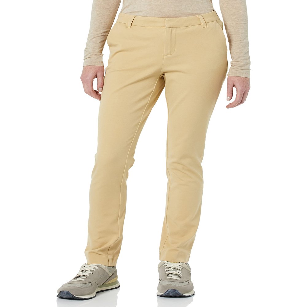 Amazon Essentials Women's Bi-Stretch Full Length Straight Leg Pant, Tan, 16