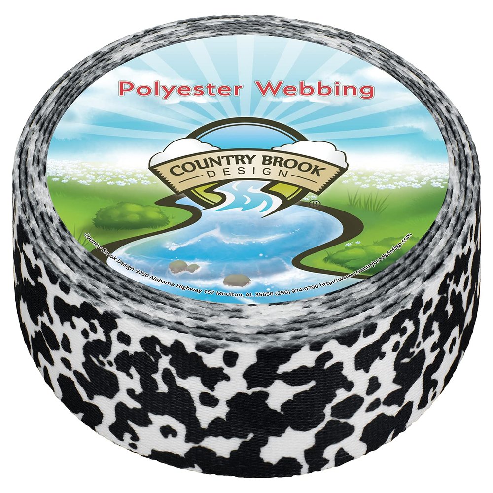 Country Brook Design - Dairy Cow Polyester Webbing (1 1/2 Inch, 20 Yards)