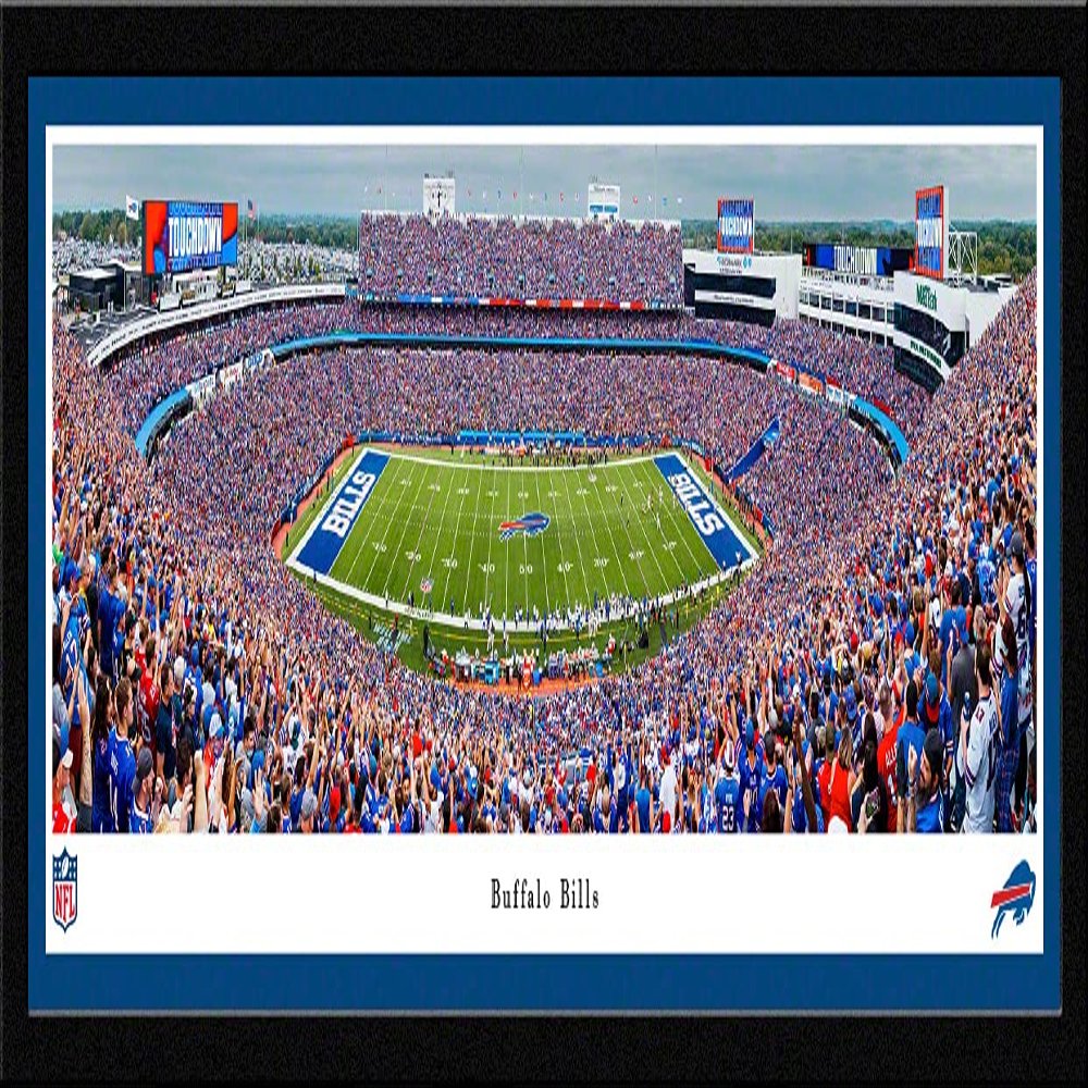 Buffalo Bills Football (50 yd-day) - 42x15.5-inch Single Mat, Select Framed Picture by Blakeway Panoramas