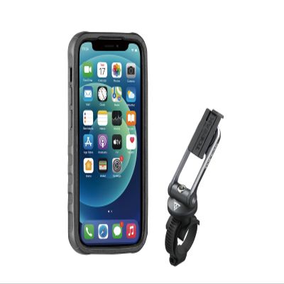 Topeak RideCase for iPhone 12 Mini  Shockproof Dual-Density Polymer & Rubber Exoskeleton with Adjustable Viewing, Integrated Flip Stand, Handlebar/Stem Mounts, Lightning Charge Compatible