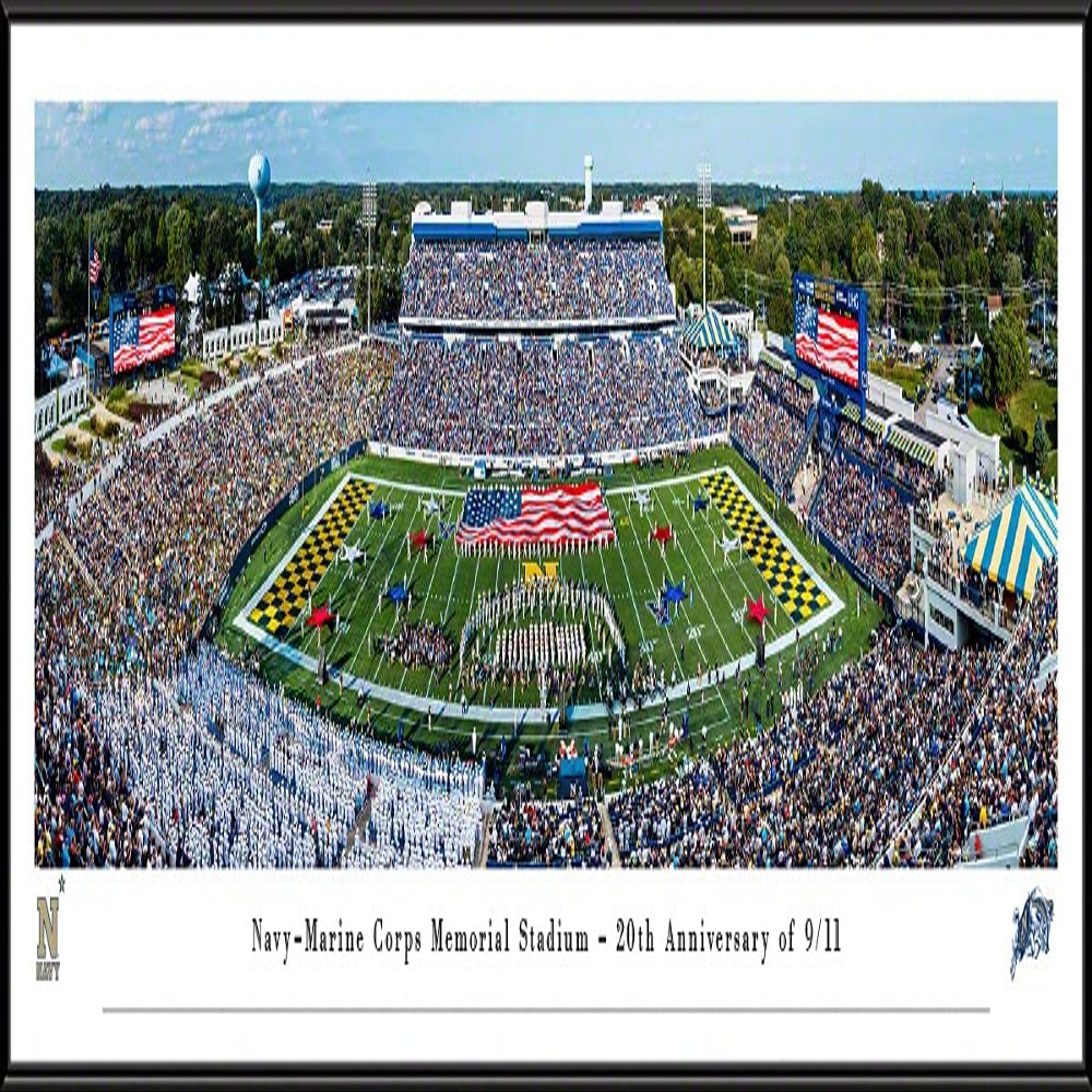 Navy-Marine Corps Memorial Stadium - 20th Anniversary of 9/11-40.25x13.75-inch Standard Framed Print by Blakeway Panoramas