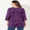 Catherines Women's Plus Size Petite Suprema 3/4 Sleeve V-Neck Tee - 3XWP, Purple Tribal view 2