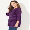 Catherines Women's Plus Size Petite Suprema 3/4 Sleeve V-Neck Tee - 3XWP, Purple Tribal view 3