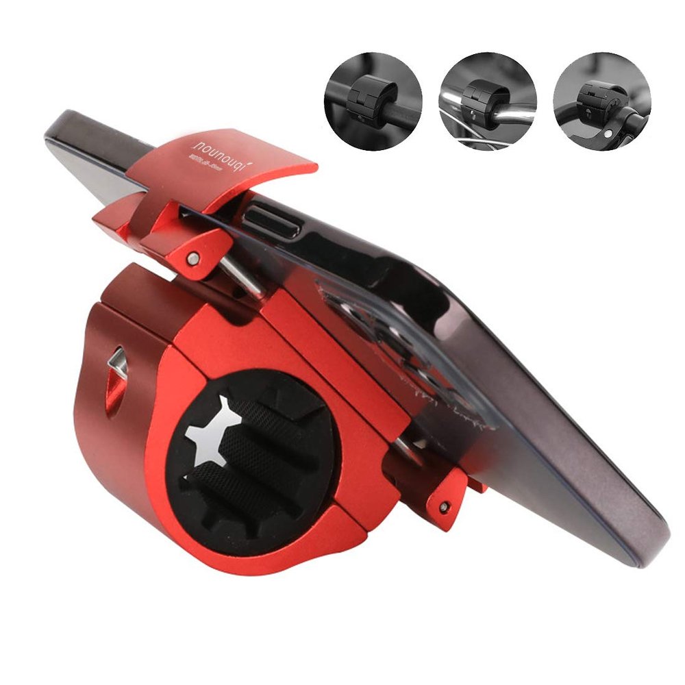 Nounouqi 90rotationInvisible Bicycle Phone Holder, All aluminum alloy material, Mobile phone navigation, Mobile phone holder, Motorcycles/electric bikes/mountain bikes can be used(RED)
