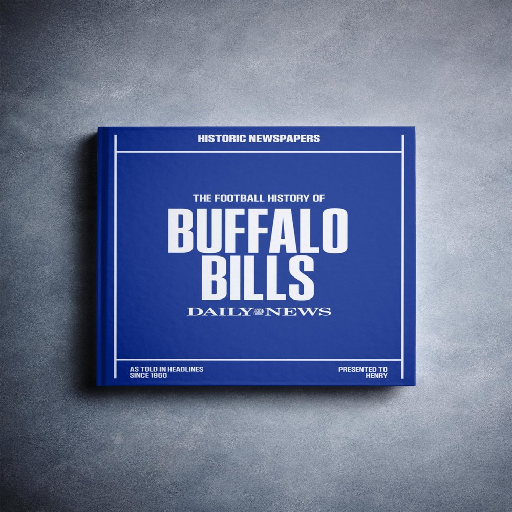 Signature gifts Buffalo Football Personalized History Book - Bills Football Fan Gift - A Pro Football History Told Through Newspaper Archive Coverage - Add a Name On The Cover for Free - Bills