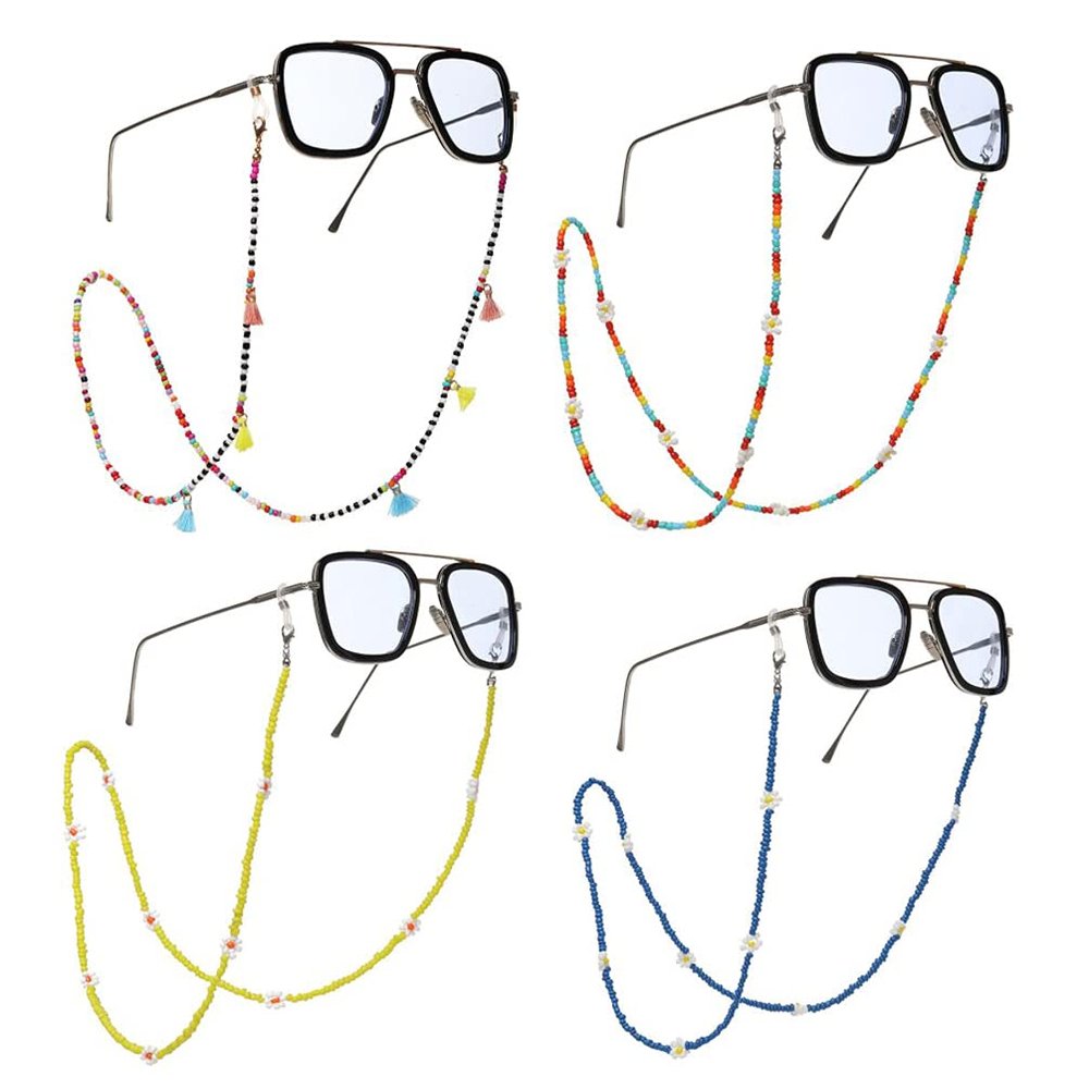 Fashion Colorful Rice Bead Mask Glasses Dual-use Lanyard Gold Anti-Lost Earphone Mask Chain Glasses Chain