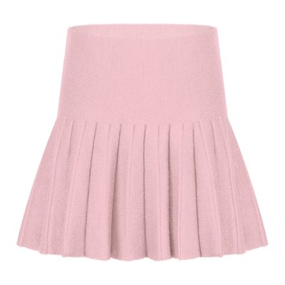 easyforever Girls High Waisted Knitted Flared Pleated Skirt Skater School Uniform Skirt Scooter Skort Dance Mini Skirt Pink 15-16 Years
