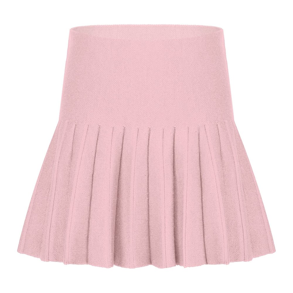 easyforever Girls High Waisted Knitted Flared Pleated Skirt Skater School Uniform Skirt Scooter Skort Dance Mini Skirt Pink 15-16 Years