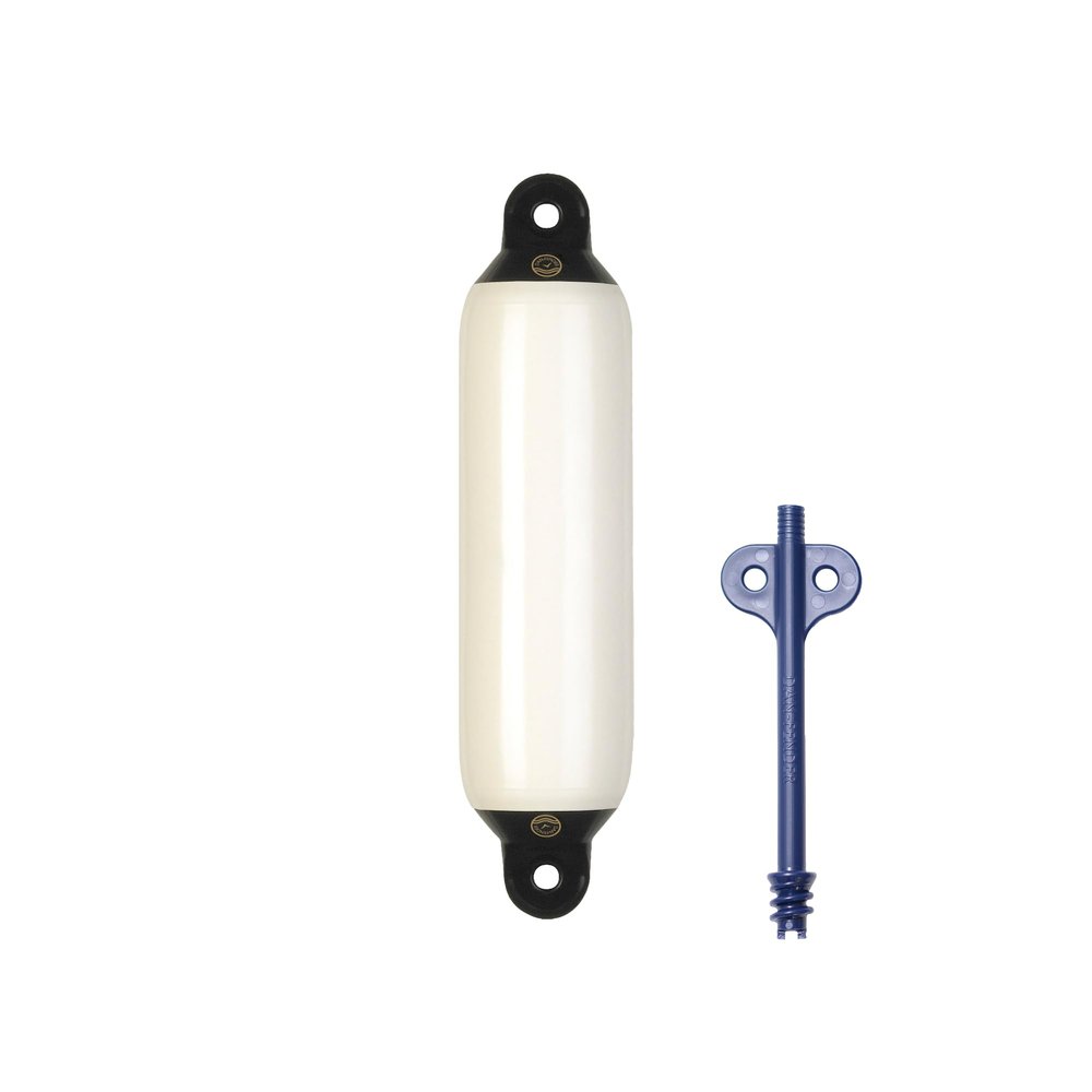 Dan-Fender Heavy Duty Boat Fender 520-F01 - Bumper for Boats (17-20 ft Long) - Strong & Flexible PVC, All Weather Conditions, Universal Fit Boat Accessories for Docking (Eggshell)