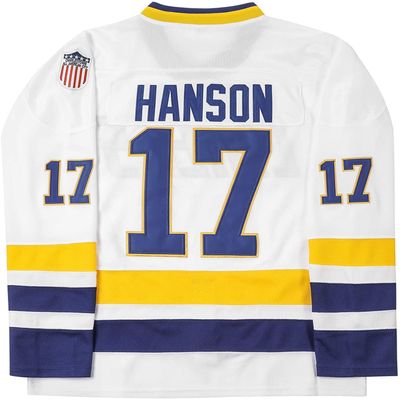 Hanson Brothers #17 Steve Charlestown Chiefs Slap Shot White Moive Hockey Jersey Stitched Letters and Numbers S-XXXL