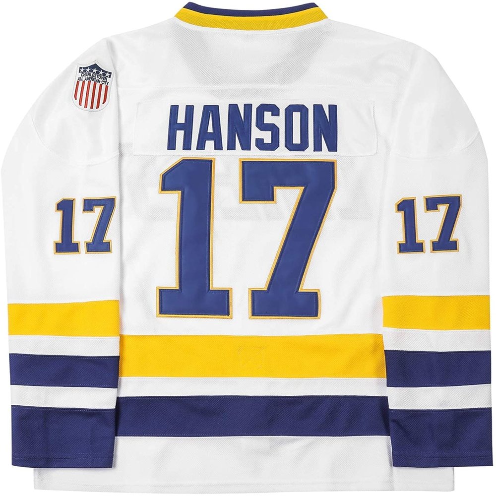 Hanson Brothers #17 Steve Charlestown Chiefs Slap Shot White Moive Hockey Jersey Stitched Letters and Numbers S-XXXL