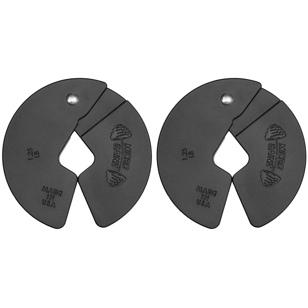 Micro Gainz Dumbbell Fractional 1.25lb Weight Plate, Ideal for Micro Loading, (Choose Color) 2 Piece Fractional Weight Plates, Designed for Dumbbell Training, Made In USA (Black)