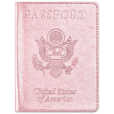 Passport and Vaccine Card Holder Combo, Passport Cover with Vaccine Card Slot, Wallet, Passport Case Holder for Women and MenAE-Rose gold