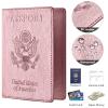Passport and Vaccine Card Holder Combo, Passport Cover with Vaccine Card Slot, Wallet, Passport Case Holder for Women and MenAE-Rose gold view 4
