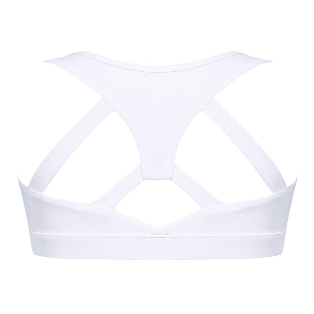 Mufeng Kids Girls Crisscross Back Crop Tops Training Bra Gym Yoga Dance Sport Bras Camisole Tanks Tops Undershirts Racer Back White 4