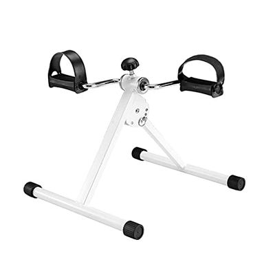 SMSOM Folding Pedal Exerciser, Under Desk Bike Pedal Exerciser, Mini Exercise Bike, Under Desk Bike for Legs Rehabilitation Training Equipment in Home and Office, Black (Color : White)