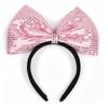 Hair Accessories Sequined Bow Big Red Exaggerated Eye-Catching Red Powder Sequins Big Bow Headband-Pink Sequin view 1