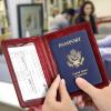 Passport and Vaccine Card Holder Combo with Vaccine Card Slot, Passport Wallet/ Cover/Case/Holder for Women and MenAC-Wine red view 2