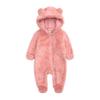 ACSUSS Unisex Baby Boy Girl Fleece Footed Jumpsuit Cute Bear Ear Warm Hooded Romper Snowsuit Pink C 6-9 Months view 1