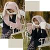 RUIXIA Women Girls Lovely Cartoon Bunny Ears Hat Scarf Gloves 3-in-1 Set Plush Fluffy Warm Hoodie Hat with Scarf Pocket Mitts Pink, One Size view 4