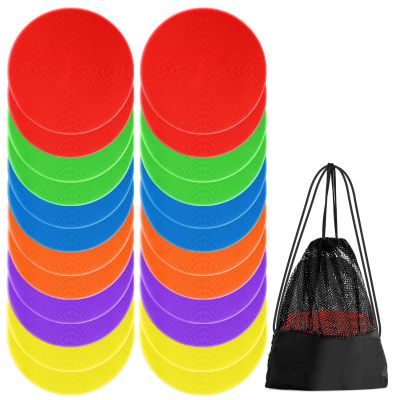 ZIECE Poly Spot Markers for Gym Floor 4.72/6/9 Inch 24 Pcs Poly Spots, Non-Slip Rubber Floor Dots Agility Markers Flat Cones for Sports Soccer PE Training, Dance, Classroom Activities
