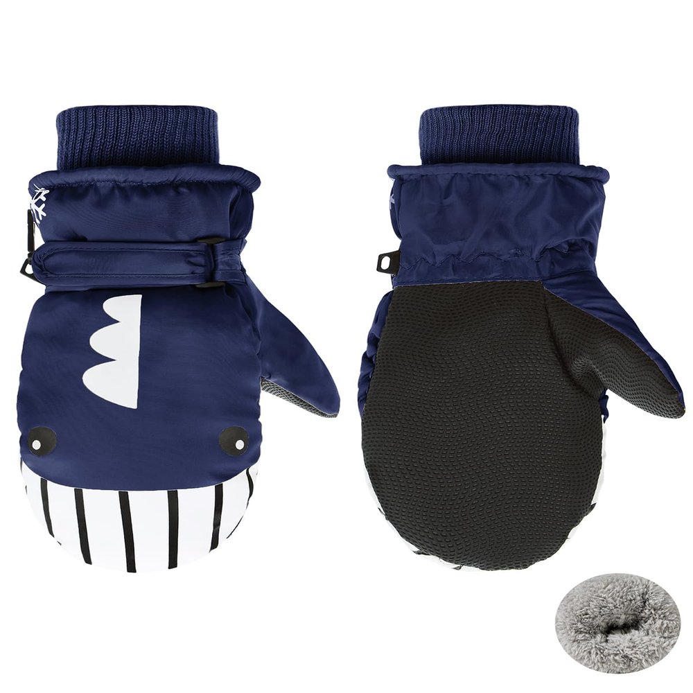 Century Star Winter Lined Fleece Toddler Mittens Waterproof Snow Mittens for Toddler Girls Boys Kids Snow Gloves Ski Whale Navy 2-4T