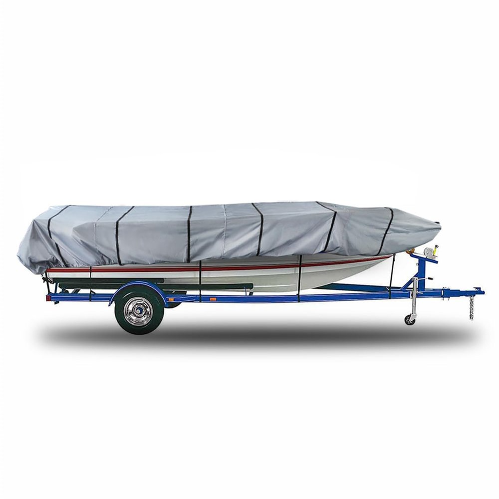 210D Heavy Duty Trailerable Boat Cover Replacement for Jon Boat-Grey