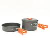 Outdoor Portable Camping Pot Set Cookware Mess Kit 1-2 Person Picnic Barbecue Pots and Utensils Orangehandle view 1