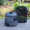 Outdoor Portable Camping Pot Set Cookware Mess Kit 1-2 Person Picnic Barbecue Pots and Utensils Blackhandle view 4