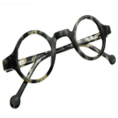 Circleperson Men Women Eyeglass frames Optical spring hinges small round (Gray tortoise, Clear/Demo lens)