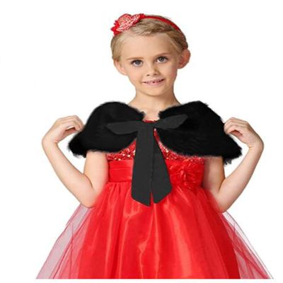 BXT Flower Girls Faux Fur Princess Cape Winter Warm Shoulder Wrap Ribbon Ties Wedding Birthday Party Dress Costume