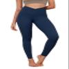 ODODOS Women's Cross Waist Full Length Yoga Leggings with Inner Pocket, Inseam 28" Gathered Crossover Workout Yoga Pants, Navy, X-Large view 1
