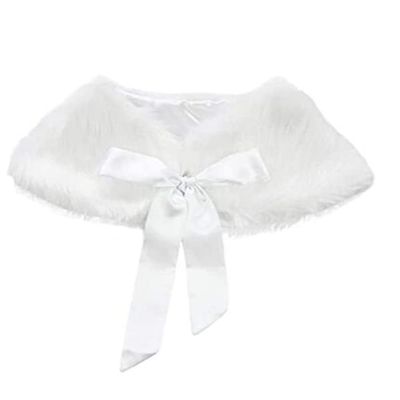 BXT Flower Girls Faux Fur Princess Cape Winter Warm Shoulder Wrap Ribbon Ties Wedding Birthday Party Dress Costume