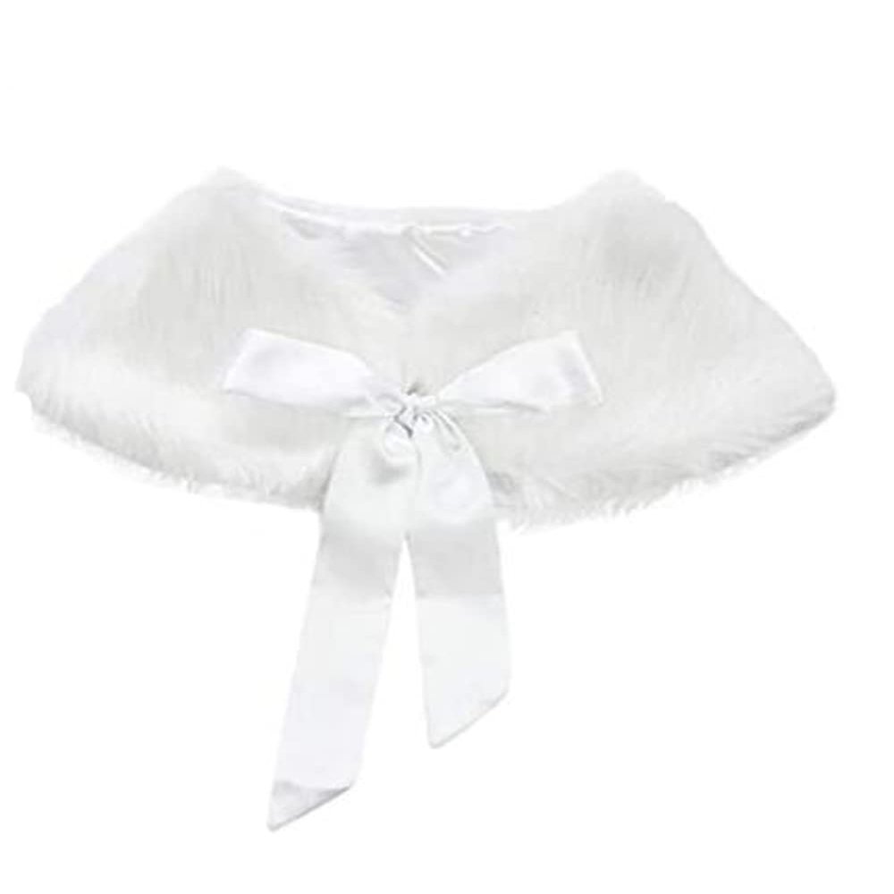 BXT Flower Girls Faux Fur Princess Cape Winter Warm Shoulder Wrap Ribbon Ties Wedding Birthday Party Dress Costume