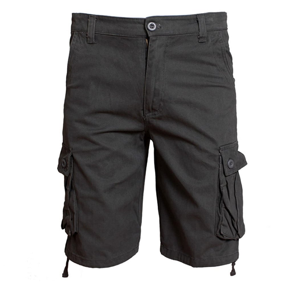 Loose Fit Summer Cargo Shorts for Men Outdoor Cotton Twill Shorts with Zipper Multi Pocket Casual Lightweight Shorts (Grey,34)