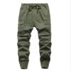 TLAENSON Boys Joggers Cargo Pants for Kids Drawstring Elastic Waist Cotton Twill Jogging School Pant Army Green view 1