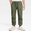 TLAENSON Boys Joggers Cargo Pants for Kids Drawstring Elastic Waist Cotton Twill Jogging School Pant Army Green view 2