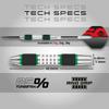 RED DRAGON Darts - Axis 24 Gram Green Tungsten Darts Set with Flights, Shafts (Stems) and Wallet view 4