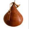 Geoffrey Retro Speed Punch Ball Bag with Brass Fitting Hanging | TAN Leather Vintage Boxing Training | Size 5 | GEOFFREY (Tan) view 1