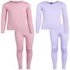 Rene Rofe Girls Performance Thermal Underwear Set - 4 Piece Cozy Fleece Long Johns Base Layer Set for Girls, Size 4T, Pink/Lavender view 1