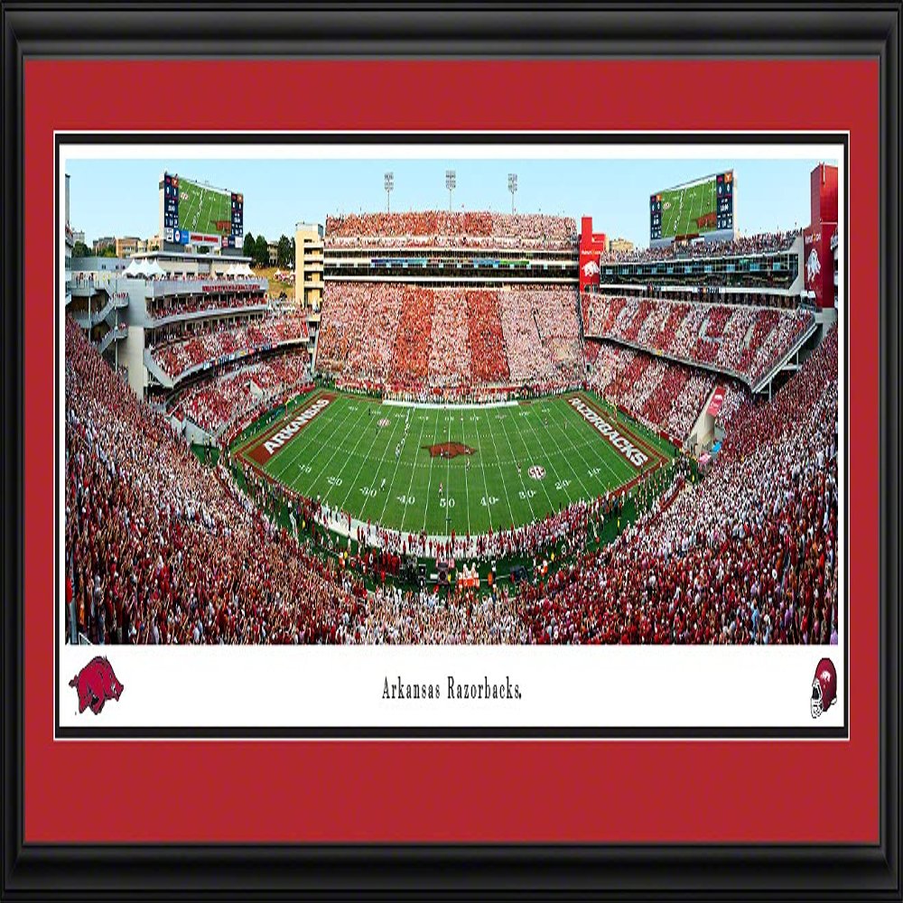 Arkansas Razorbacks Football - 44x18-inch Double Mat, Deluxe Framed Picture by Blakeway Panoramas