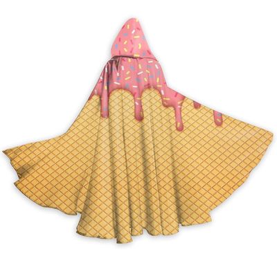 Delicious Ice Cream Unisex Adult Cosplay Costumes Party Cape Print Halloween Christmas Hooded Cloak