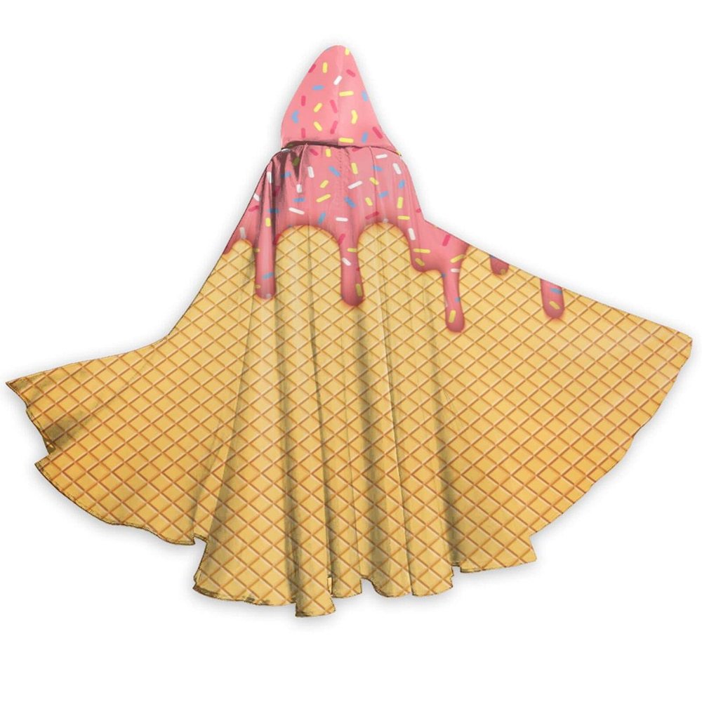 Delicious Ice Cream Unisex Adult Cosplay Costumes Party Cape Print Halloween Christmas Hooded Cloak