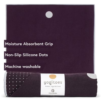 Manduka Yogitoes Hot Yoga Mat Towel - 79" | Moisture Activated Grip | Patented Silicone Nubs | Highly Absorbent, Durable & Easy Care | Made from Recycled Materials | 79 x 24 Inches