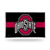 Rico Industries NCAA Ohio State Buckeyes Black with Red Stripe 3' x 5' Banner Flag Single Sided - Indoor or Outdoor - Home Dcor view 1
