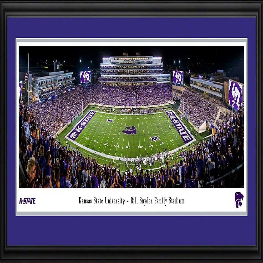 Kansas State Wildcats Football - 44x18-inch Double Mat, Deluxe Framed Picture by Blakeway Panoramas